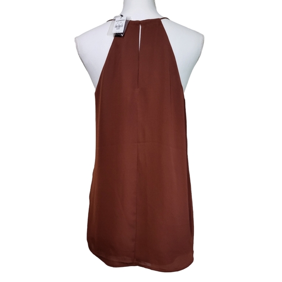 NWT Express Button-front Pleated Brown Camisole - Picture 2 of 8